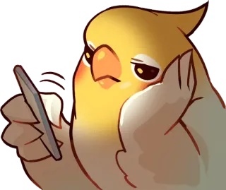 😒 鳥, オカメインコ, 電話, 絵文字, 可愛い, 動物, ペット telegram sticker