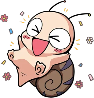 🎉 dibujo animado, caracol, lindo, feliz, celebración whatsapp sticker