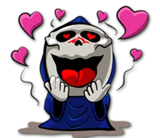 😍 esqueleto, corazones, amor, dibujos animados, monstruo, lindo telegram sticker