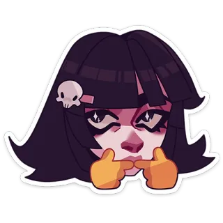 🥺 девушка, наклейка, череп, подмигивание, аниме, мультфильм, милый telegram sticker