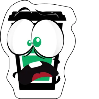 😱 Мультфильм, Кофе, Чашка, Испуганный, В ужасе telegram sticker