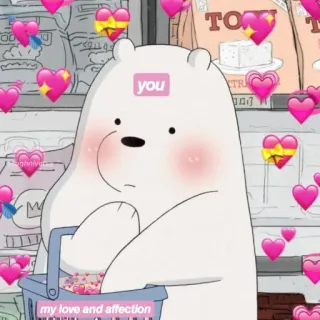 💗 Ice Bear We Bare Bears you, my love and affection Bär, Eisbär, Cartoon, Liebe, Zuneigung, Herz, süß whatsapp sticker