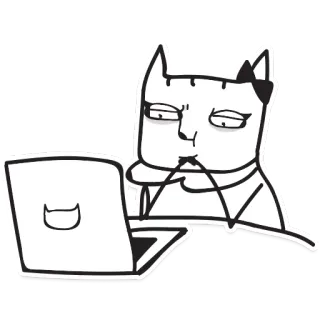 😑 gatto, computer, portatile, animale, internet, tecnologia whatsapp sticker