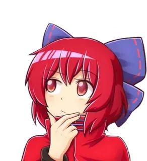 🤔 アニメ, 女の子, 赤い髪, 考えている, かわいい, キャラクター telegram sticker