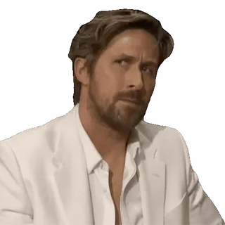 😑 Ryan Gosling 瑞恩·高斯林, 演员, 名人, 表情包, 困惑, 思考 whatsapp sticker