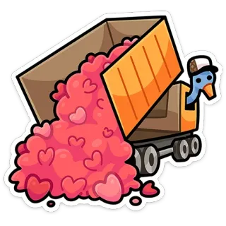 💕 hearts, truck, love, goose, dump truck, cartoon, sticker telegram sticker