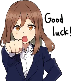 🤞 Good luck! powodzenia, anime, kobieta, wsparcie, postać telegram sticker
