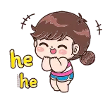 😃 he he cute, cartoon, girl, laughing, happy, hehe whatsapp sticker