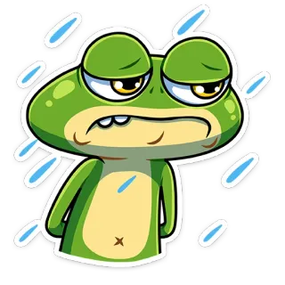 ☔️ rana, triste, cansado, dibujos animados, emoji, verde telegram sticker