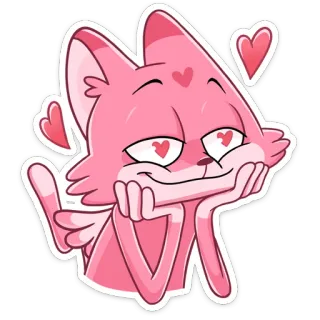 😍 gato, amor, corações, rosa, fofo, desenho animado, adesivo telegram sticker