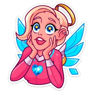 🤩 天使, 漫画, 可愛い, 光輪, 翼, 女の子 telegram sticker