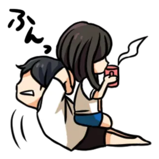 ☕ couple, romance, mignon, fumer, tabac, cigarette, dessin animé, amour telegram sticker