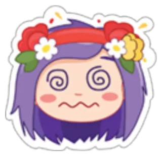 😳 schwindelig, blumen, cartoon, mädchen, süß telegram sticker