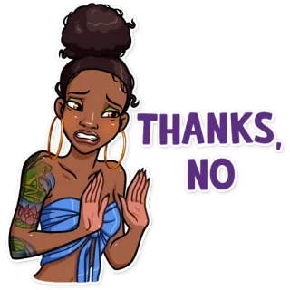✋️ THANKS, NO Mädchen, Cartoon, Danke, Nein, Ablehnung telegram sticker