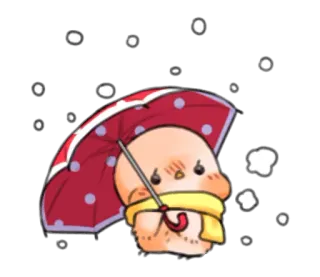☃ Dessin animé, Personnage, Parapluie, Écharpe, Neige, Mignon telegram sticker