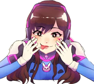 😛 D.Va Overwatch D.Va, Overwatch, video game, gamer, imut, stiker telegram sticker