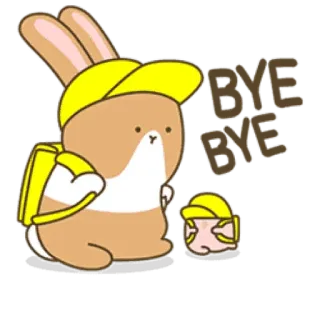 👋 BYE BYE cartoon, rabbit, bye, goodbye telegram sticker