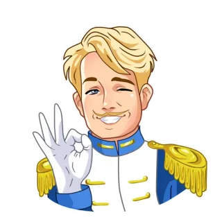 👌 principe, ok, gesto della mano, cartone animato, biondo, occhiolino telegram sticker