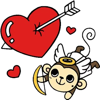❤ monkey, cupid, heart, arrow, love, angel telegram sticker