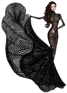 ❤️ Kleid, Mode, Frau, Abendkleid, Schwarz, Silber, Geometrisch, Glitzer telegram sticker