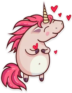 😘 unicórnio, corações, amor, rosa, desenho animado, fofo, magia, fantasia whatsapp sticker
