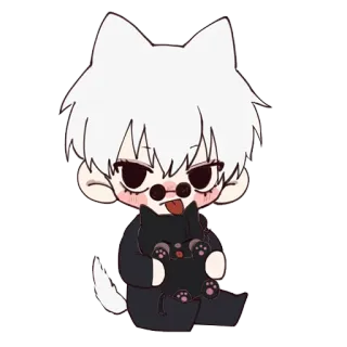 😛 Chibi, Anime, Cartoon, Kawaii, Cheveux blancs, Personnage, Chat telegram sticker