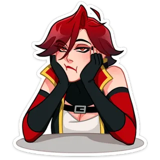 🤨 kreskówka, kobieta, rude włosy, uśmieszek telegram sticker
