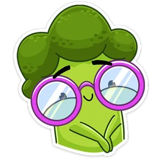 🤓 브로콜리, 음식, 만화, 귀여운, 채소, 안경 telegram sticker