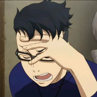 🤦‍♂ anime, mężczyzna, okulary, facepalm, kreskówka telegram sticker