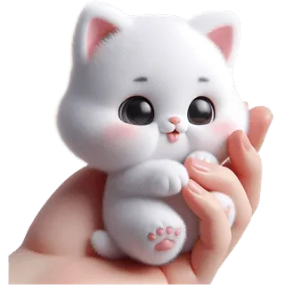 😛 gatto, gattino, carino, cartone animato, animale, soffice, bianco telegram sticker