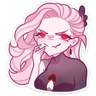 🫢 anime meisje, roze haar, cartoon, sticker whatsapp sticker