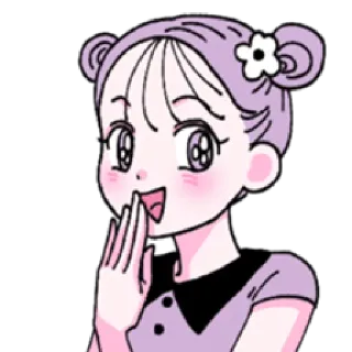 🤫 Dessin animé, Fille, Animé, Mignon, Kawaii, Autocollant telegram sticker