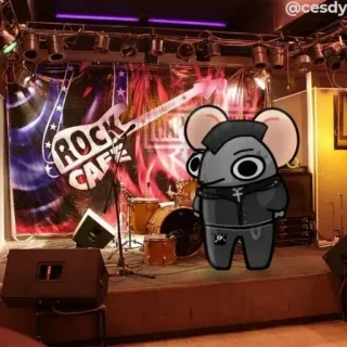 🎸 ROCK CAFE 摇滚, 咖啡厅, 鼠标, 音乐, 舞台, 吉他 telegram sticker