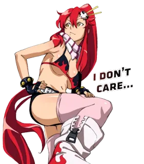 😒 Yoko Littner Tengen Toppa Gurren Lagann I DON'T CARE... anime, female, red hair, gunmen, sniper telegram sticker