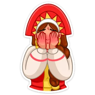 😕 donna, abiti tradizionali, triste, emozionale, russo, culturale whatsapp sticker