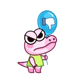 👎 cartoon, thumbs down, dislike, crocodile, balloon, pink telegram sticker