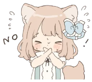 ❄️ NO! lindo, anime, chica, kawaii, no, orejas de animales telegram sticker