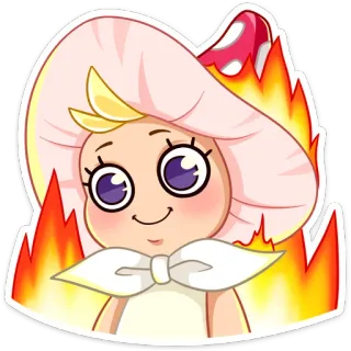 🔥 гриб, огонь, милый, мультфильм, наклейка, растение telegram sticker