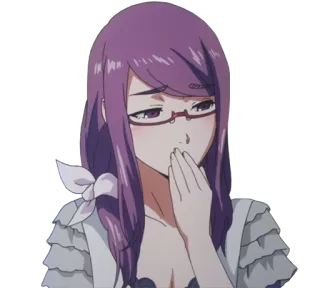 😏 Rize Kamishiro Tokyo Ghoul anime, girl, character, glasses, purple hair, Rize, Kamishiro whatsapp sticker