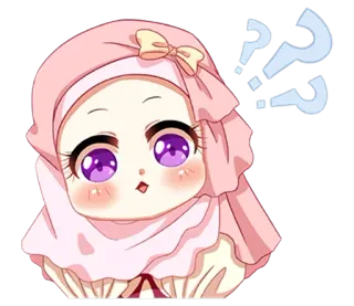 😕 Anime, Mädchen, Hijab, Pink, Kawaii, Süß, Fragezeichen telegram sticker