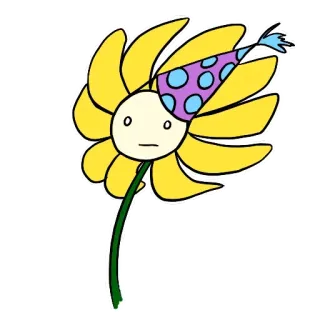 😗 Blume, Partyhut, Cartoon, Pflanze whatsapp sticker