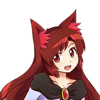 😃 anime, cartoon, rood haar, vossenoren, personage, vrouwelijk telegram sticker