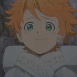 ⛓ Emma The Promised Neverland anime, Emma, The Promised Neverland, sonriendo, linda, chica, personaje telegram sticker