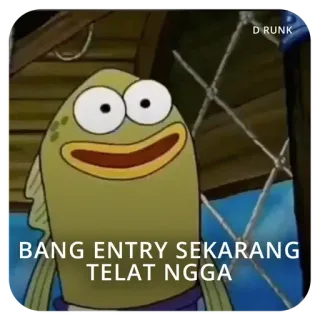 😕 BANG ENTRY SEKARANG TELAT NGGA peixe, spongebob, engraçado, meme telegram sticker