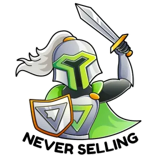 🤑 NEVER SELLING cavaleiro, espada, nunca vender, armadura, desenho animado, adesivo, guerreiro whatsapp sticker