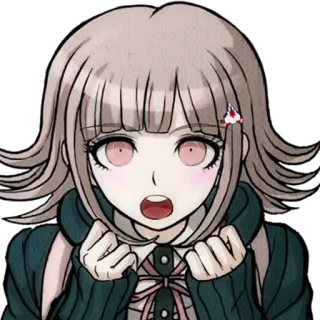 😲 Chiaki Nanami Danganronpa Anime, Trò chơi điện tử, Hồng, Dễ thương, Cô gái telegram sticker