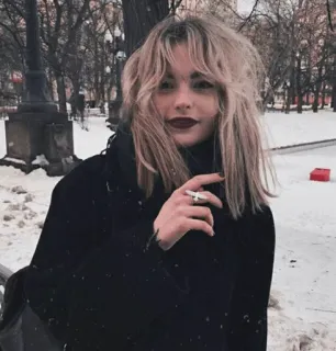 🐼 Frau, Winter, Schnee, Porträt, Mode, Menschen telegram sticker