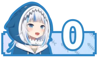 0️⃣ Gawr Gura 0 Anime, Squalo, VTuber, Gawr Gura telegram sticker