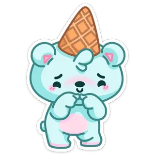 🥺 bear, ice cream, cone, cute, sticker, cartoon telegram sticker