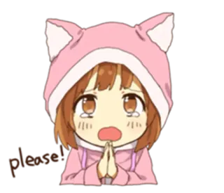 🙏 please! Anime, Niedlich, Bettelnd, Mädchen, Cartoon telegram sticker